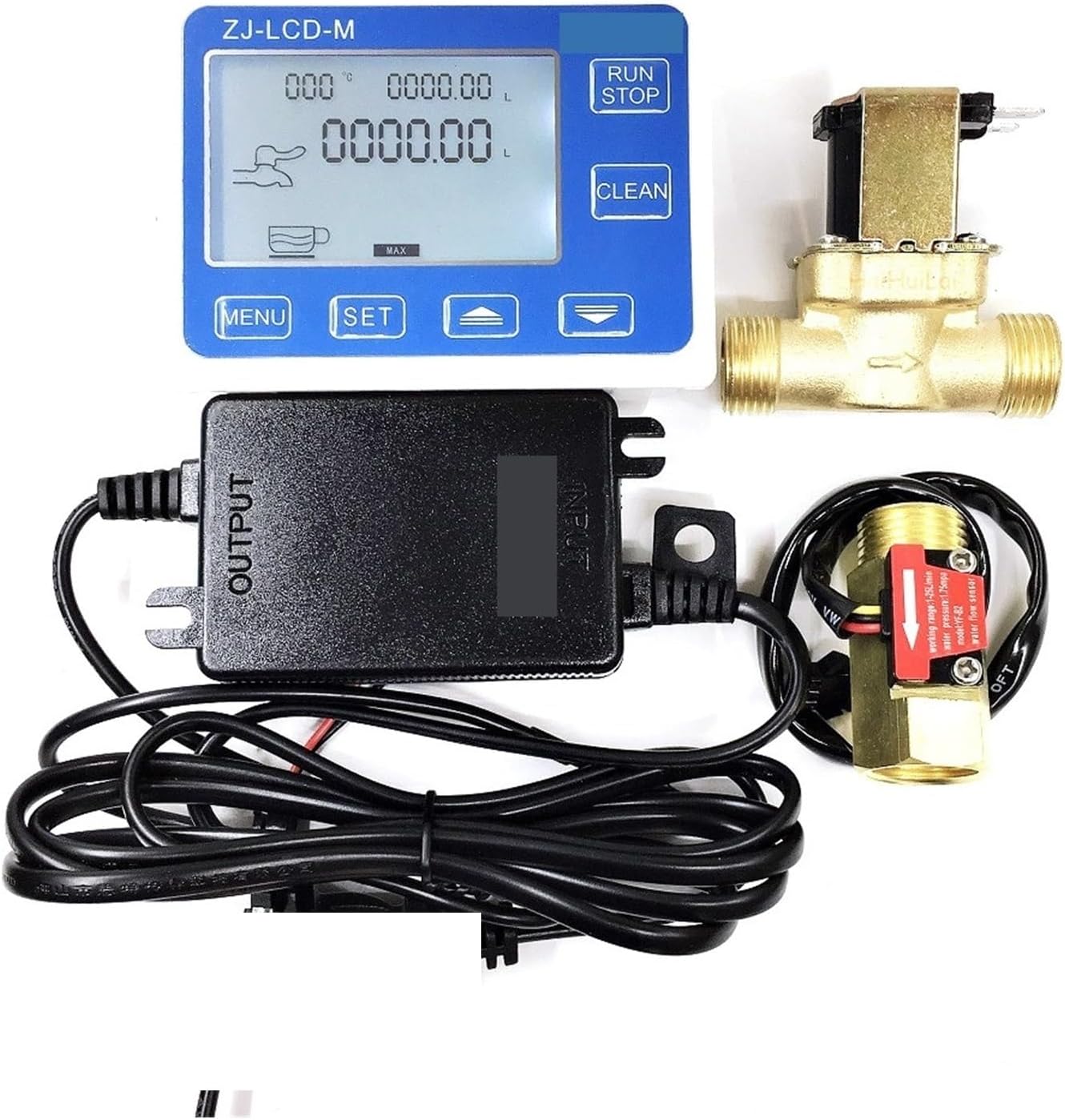 ZJ-LCD-M Meter Controller+G1/2" Flow Sensor + Valve +Power Charge for Water Liquid Measurement Or Quantitative - Water Meter