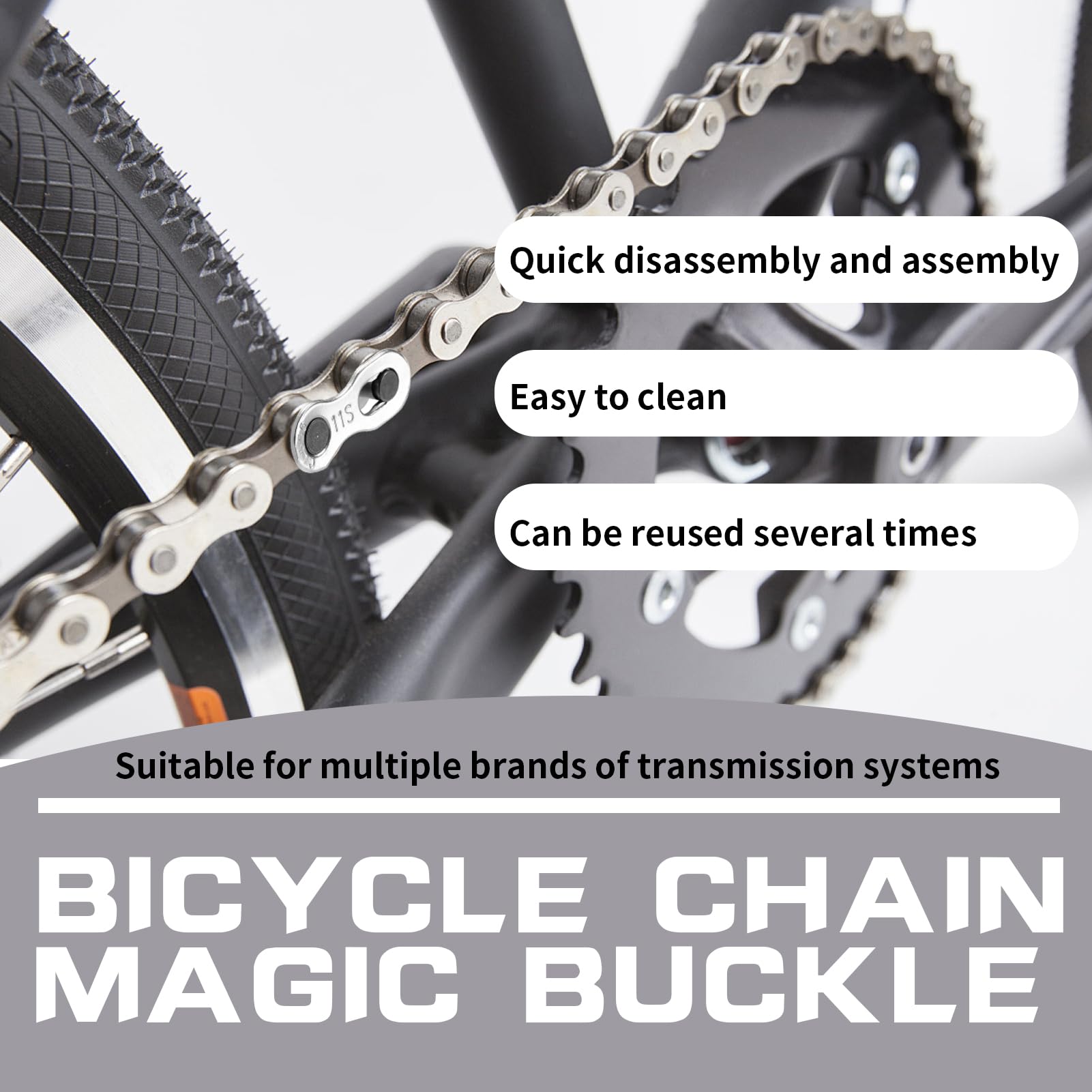 3 paia di biciclette riutilizzabili Missing Link per catene a 11 marce, maglie a sgancio rapido in acciaio argento, compatibile con Shimano e altre catene per biciclette