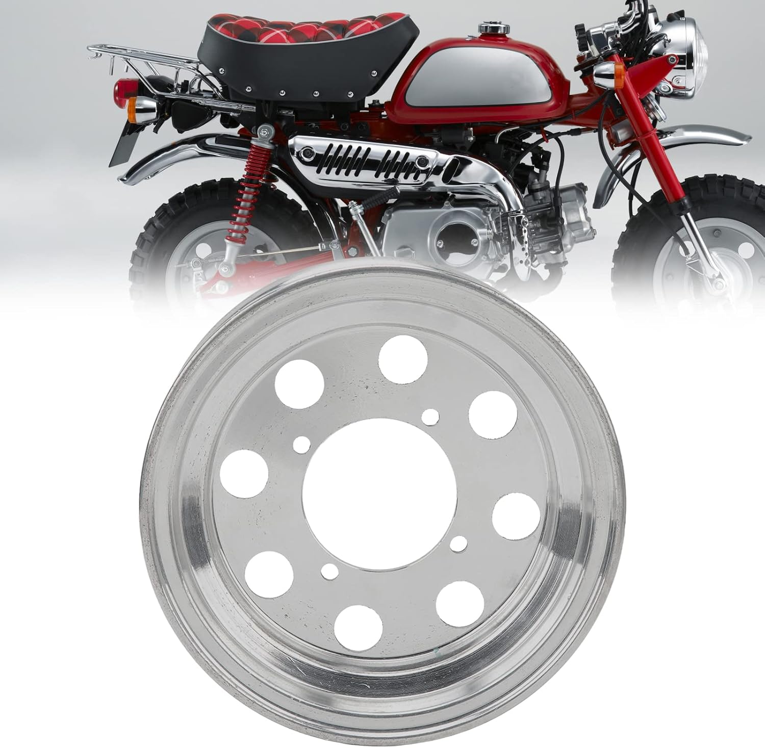 Aluminum Alloy Front Wheel Rim and Hub for Mini Motorcycle, Suitable for Monkey Z50 with 10 inch Wheels