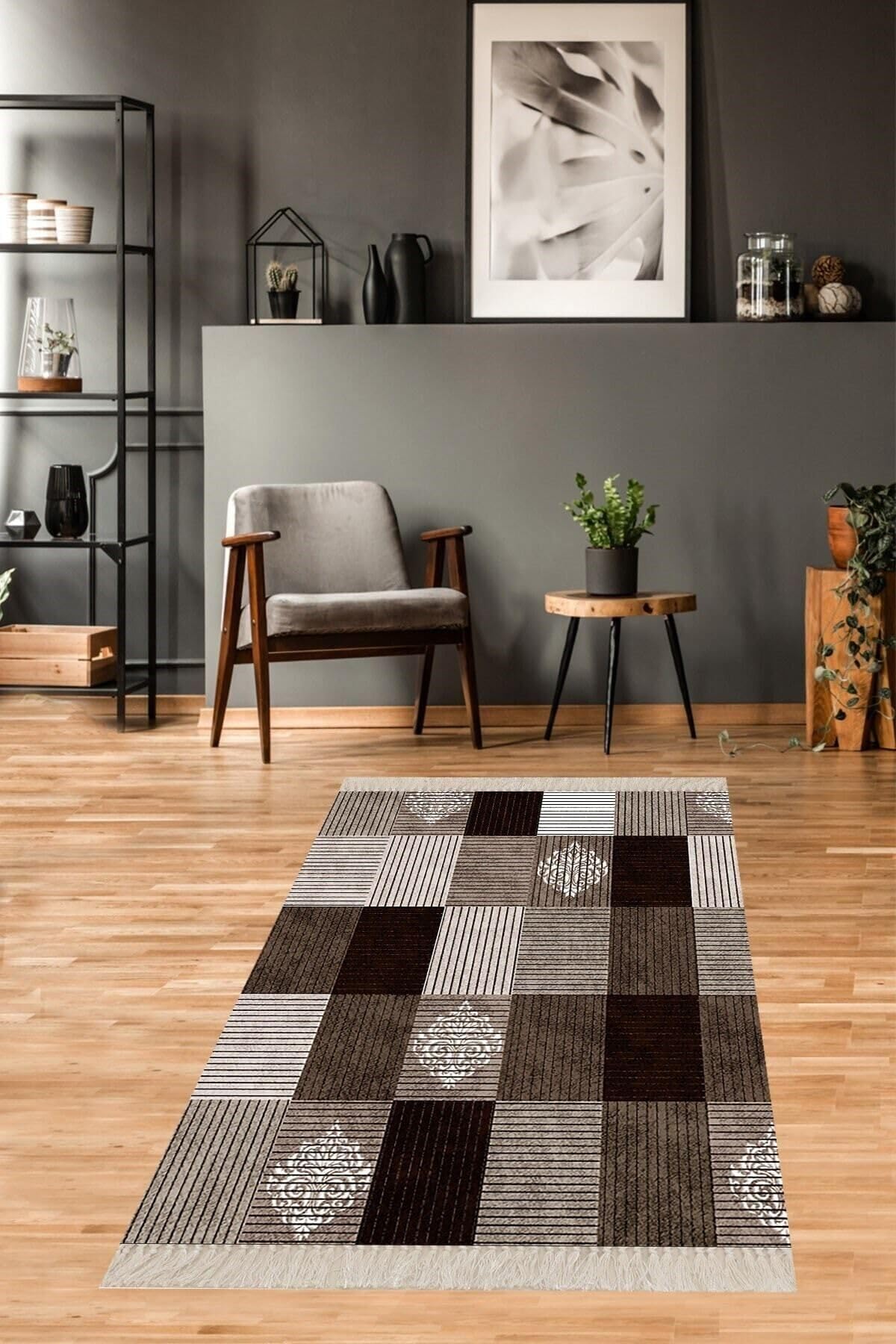 On The Clouds Kilim Desenli Etnik Dijital Baskı Yıkanabilir Kaymaz Taban Modern Salon Halı ve Yolluk MEG1127, 100 x 300