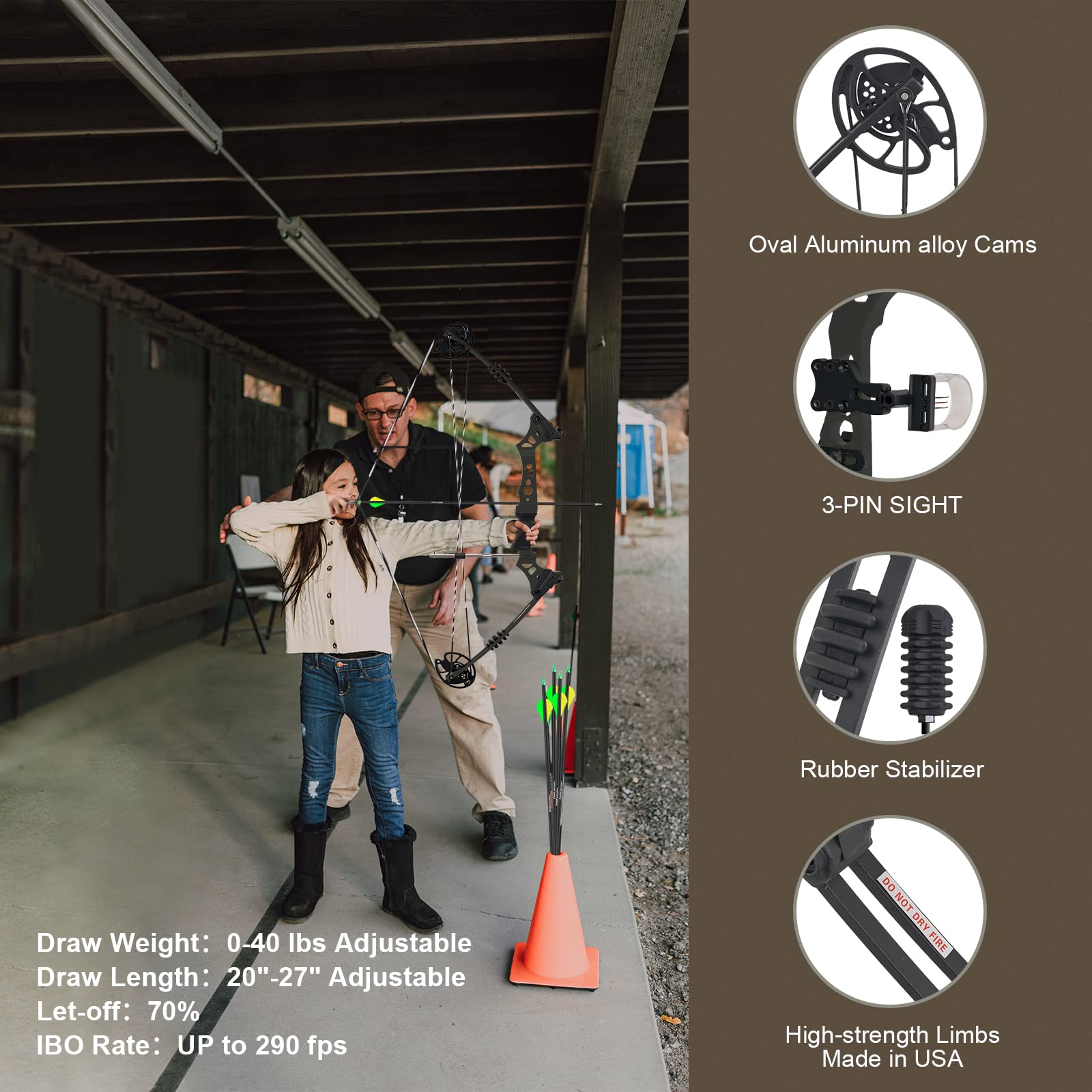 Aimdor JUNXING M009S Youth Compound Bow and Arrow Set Archery Compound