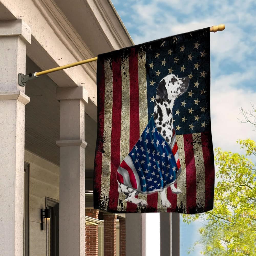 American Flag Dalmatian Dog Wearing Flag American Patriot Patriotic 4th of july Flags 3x5 Outdoor Double Sided -USA Flags Premium Polyester-Decorative Indoor Outdoor Flag