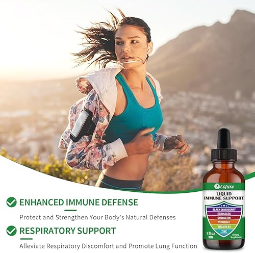 Miniatura 4 de Quercetina orgánica de equinácea saúco con zinc y vitamina C D3, suplementos líquidos 6 en 1 para apoyo inmunológico, vegano, sin OMG, sin gluten, 1