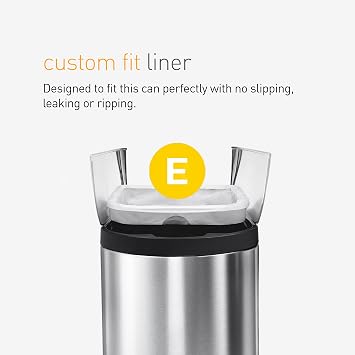 simplehuman Code E 60 Count Custom Fit Liners, Drawstring Kitchen Trash Bags, One-by-One Mess-Free Dispense, Extra Thick & Double Seamed, 50% PCR Plastic, 20 Liter / 5.3 Gallon, White