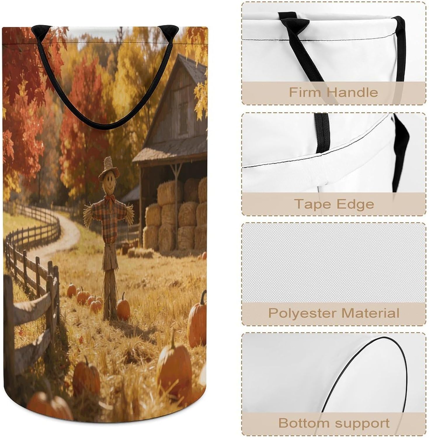 Autumn Field Watchman Laundry Hamper 86L Waterproof Collapsible Clothes Basket with Double Handles Freestanding Foldable Laundry Basket Large Clothes Hamper for Bathroom