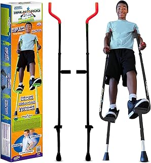Geospace Adjustable Walkaroo Xtreme Steel Stilts for Kids - Indoor/Outdoor Play, Exercise, Steel Stilts for Adults- Up to 250 lbs, Height Adjustable Walking Stilts, Kids Stilts - Black