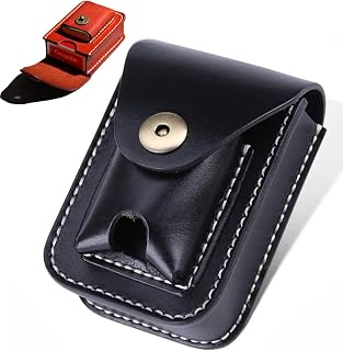 Small Leather Waist Hanging Bag Storage Pouch Waist Pouch Holder Cigarette Box Case/Lighter for Construction Worker,Delivery Worker(D)