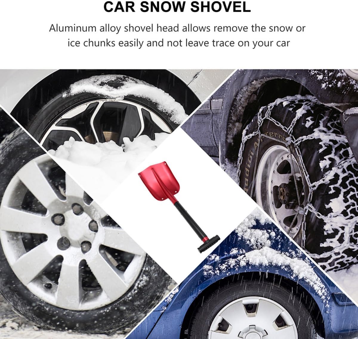 Uonlytech Folding Snow Shovel and Emergency Vehicle Shovel with Detachable Red Carry Bag, Outdoor Camping and Car Snow Removal Tool for Winter Travel