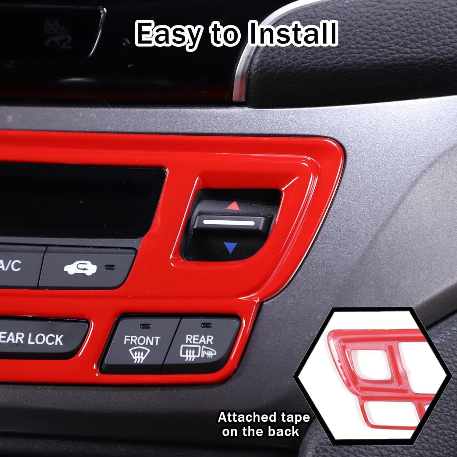 Center Console Air Conditioning Mode Button Frame Cover Trim for Honda Pilot 2016-2022/ Honda Ridgeline 2017-2023/ Honda Passport 2019-2023 Interior Accessories ABS Material (Sport Red)