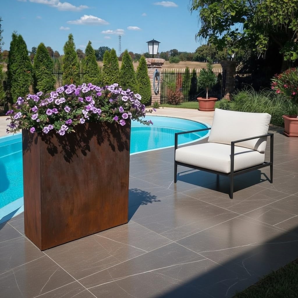 Pflanzwerk® Maceta Divider Tostado Marrón 72x60x25cm *Resistente a Las heladas* *Protección UV* *Calidad Europeo*