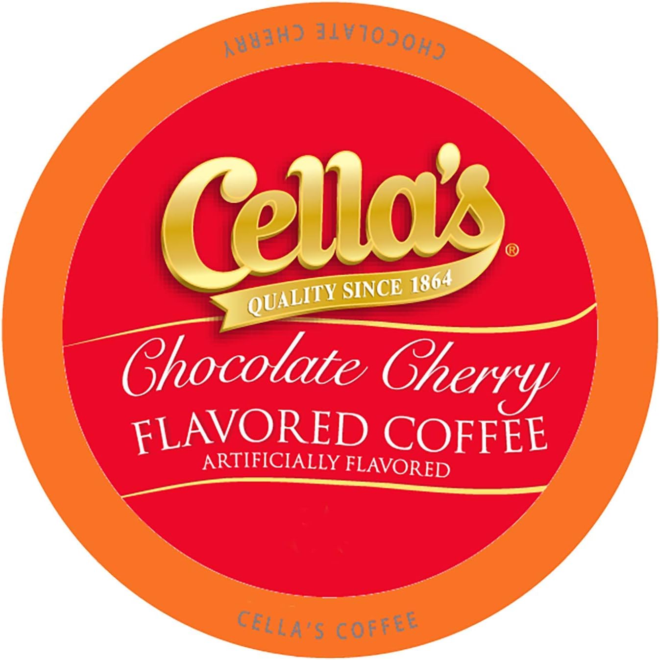 Cella's Chocolate Cherry Coffee Pods Compatible with Keurig K Cup Brewers, Medium Roast Flavored Coffee, Smooth Single Serve Pods for Home and Office, 40 Count