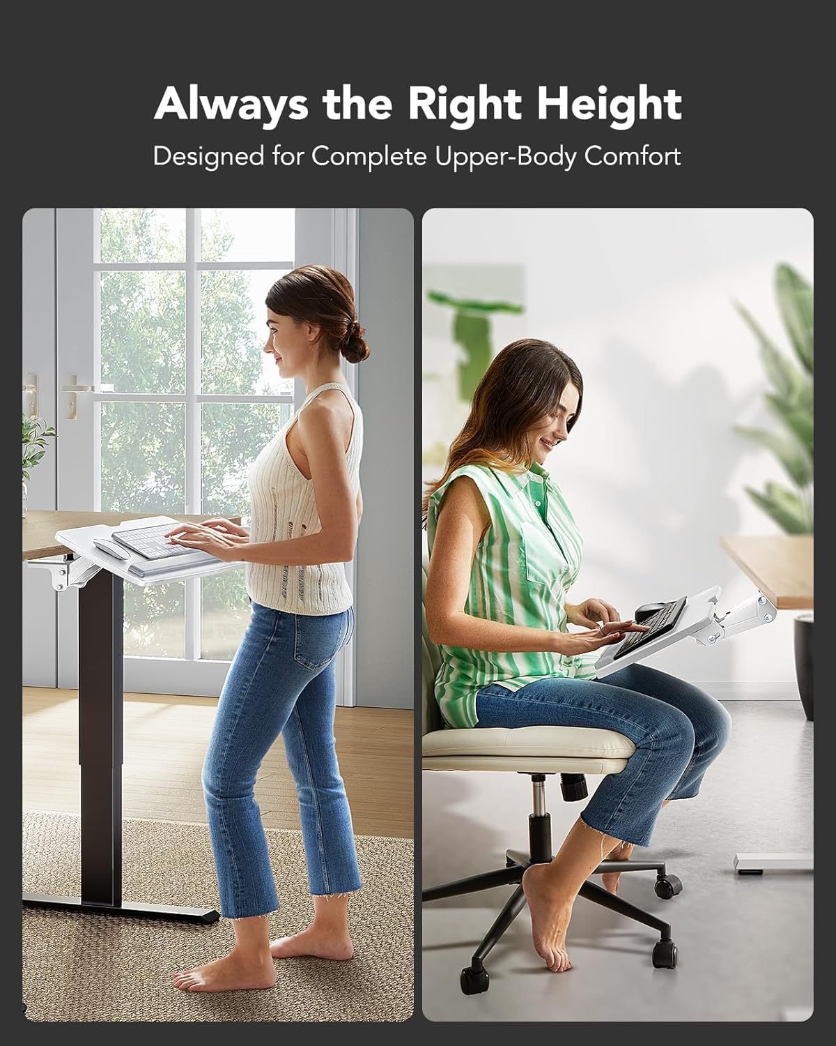 HUANUO Keyboard Tray Under Desk, 360 Adjustable Ergonomic Sliding Keyboard & Mouse Tray, Under Desk Keyboard Tray Slide Out, Keyboard Holder Under Desk for Typing in Home, Office Work, 25"W x 9.84"D