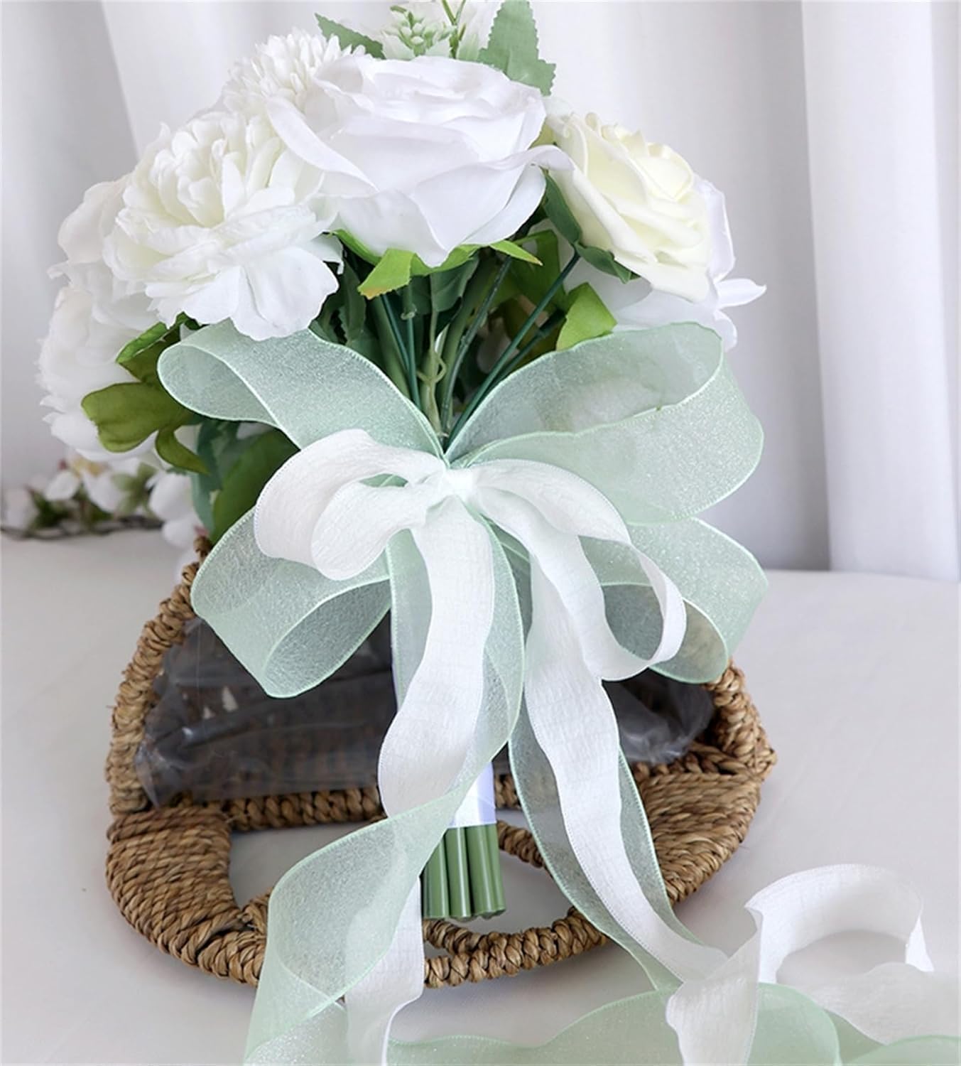 Bouquet da sposa a cascata per sposa e damigella d'onore, fiori artificiali realistici, bouquet di gocce d'acqua per matrimoni e anniversari, decorazione elegante