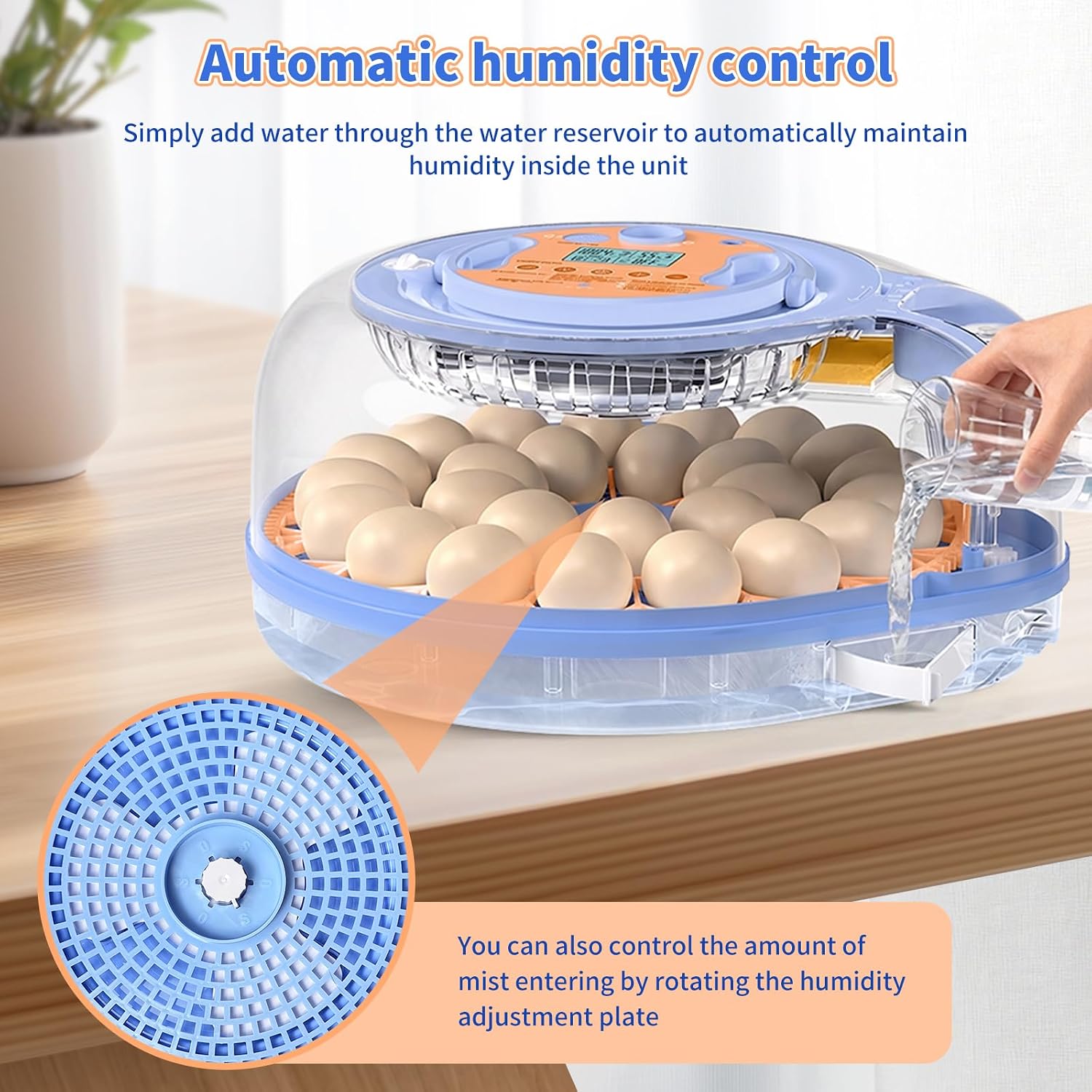 Incubators for Hatching Eggs, FAMEWARE 26 Egg Incubator with Voice Control, Auto Turning, Auto Humidity, °F/°C Switch & Egg Candler, Fits Chicken Bird Eggs - Blue