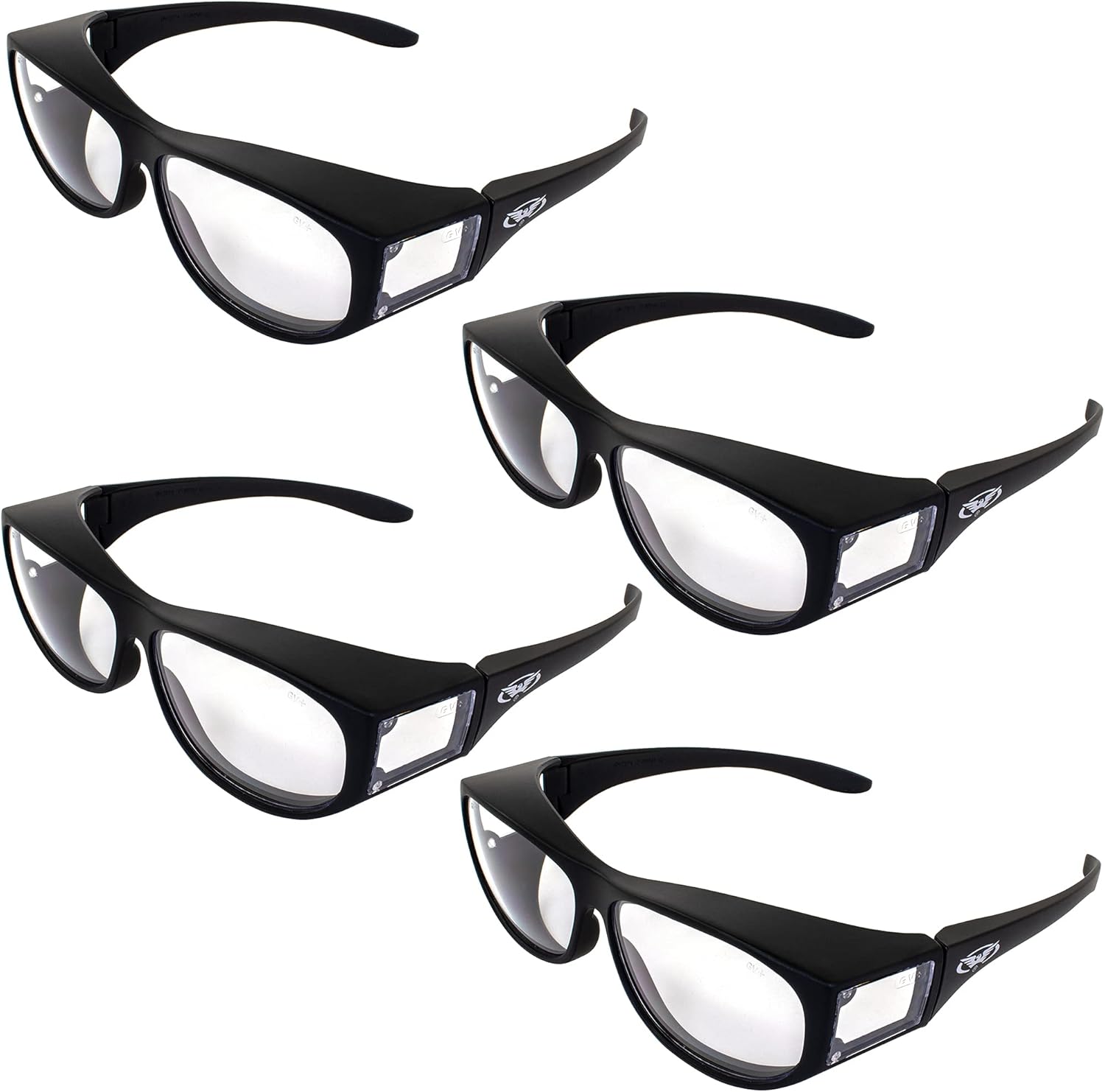 Global Vision Four (4) Escort Over Glasses Clear Lens Safety Glasses Has Matching Side Lens Meets ANSI Z87.1-2003 Standards for Safety Eyewear