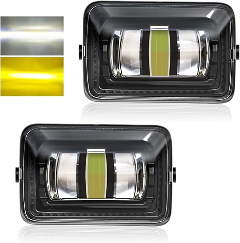 Premium Dual colors LED Fog Light Assemblies For F150 2015-2020 Ford with White and Amber Light, For 17-19 F250/F350/F450 Super Duty, Black Plug and Play Anti-fog IP67 DC 12V, 2Pcs, JL3Z-7222-D