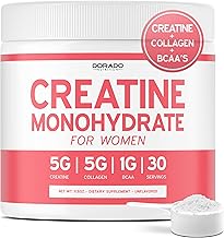 Creatine for Women | Creatine Monohydrate Powder 5G + 5000mg Collagen + 1000mg BCAA 2:1:1 Powder (30 Serving) Support Glutes, Lean Muscles, Recovery, Energy & Stamina Non-GMO, Gluten Free - USA Made