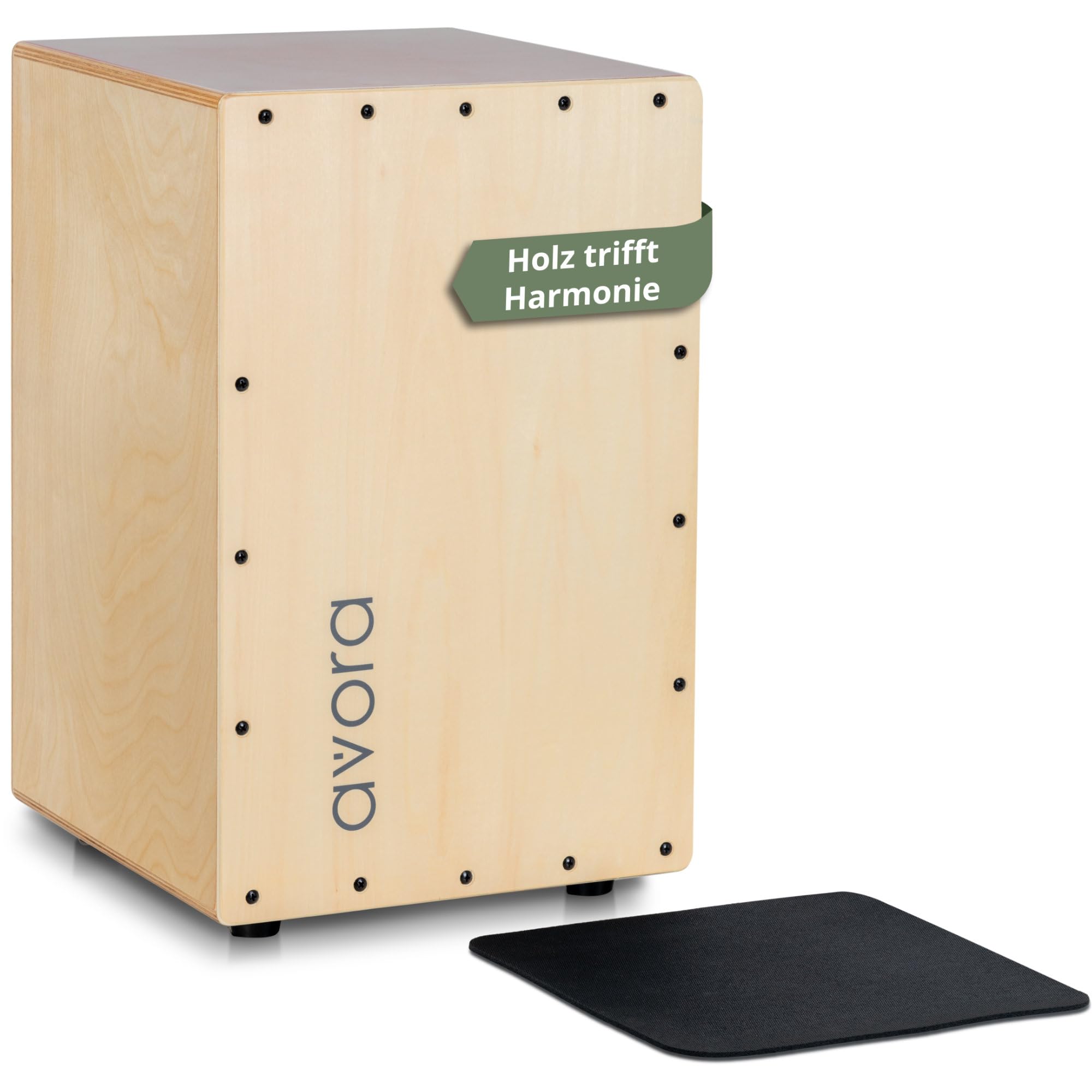 Avora Cajon Basswood - Cassa a Percussione con Corde di Chitarra Accordabili - Cajon & Suono Caldo - Effetto Snare - Include Cuscino in Neoprene per Lunghe Sessioni - Strumento in Tiglio - Naturale