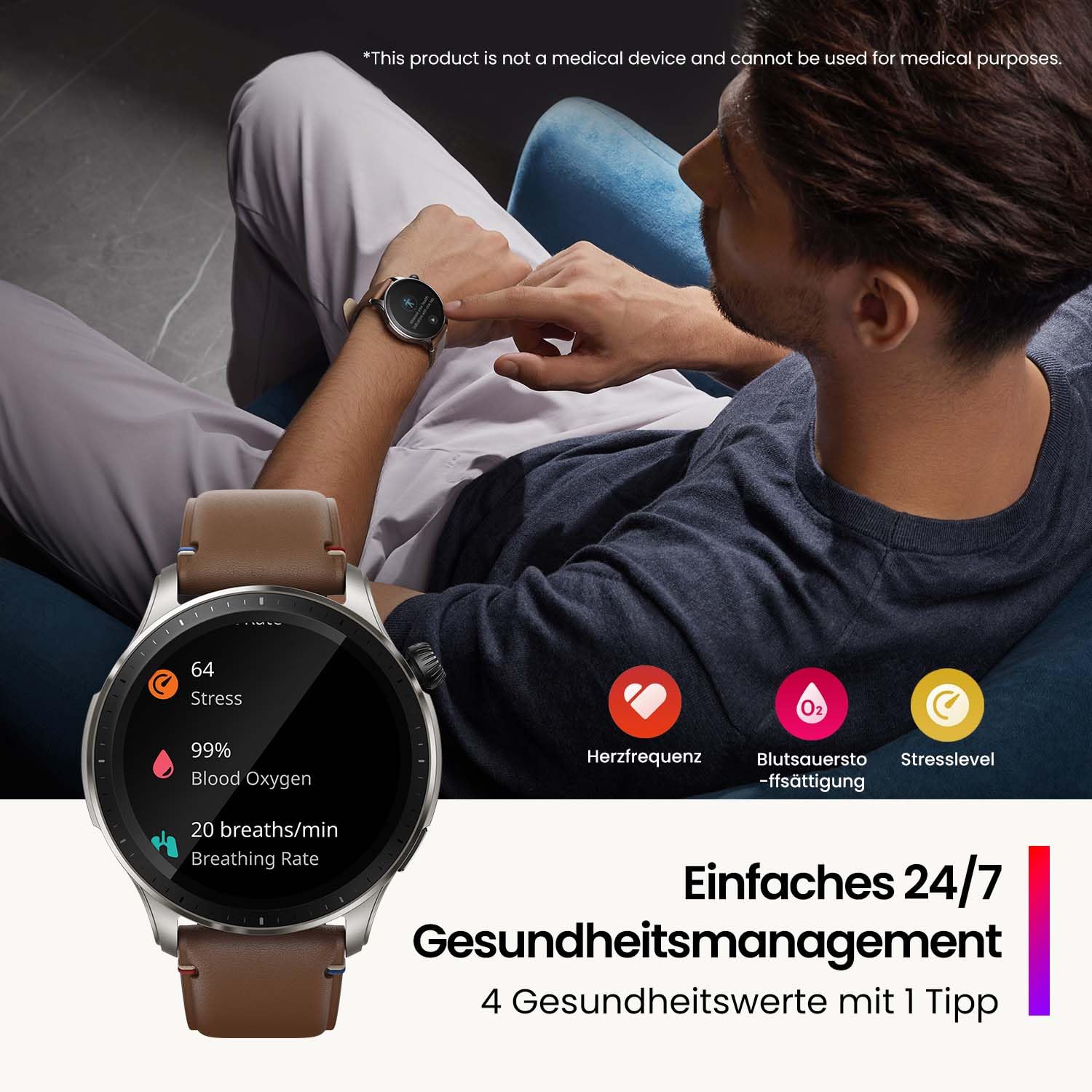 Amazfit GTR 4 Smartwatch mit Telefonieren über Bluetooth und Musikspeicher,1.43” AMOLED Display,150 Sportmodi,Alexa,14 Tage Akkulaufzeit,präzises GPS-Tracking für Herren Damen