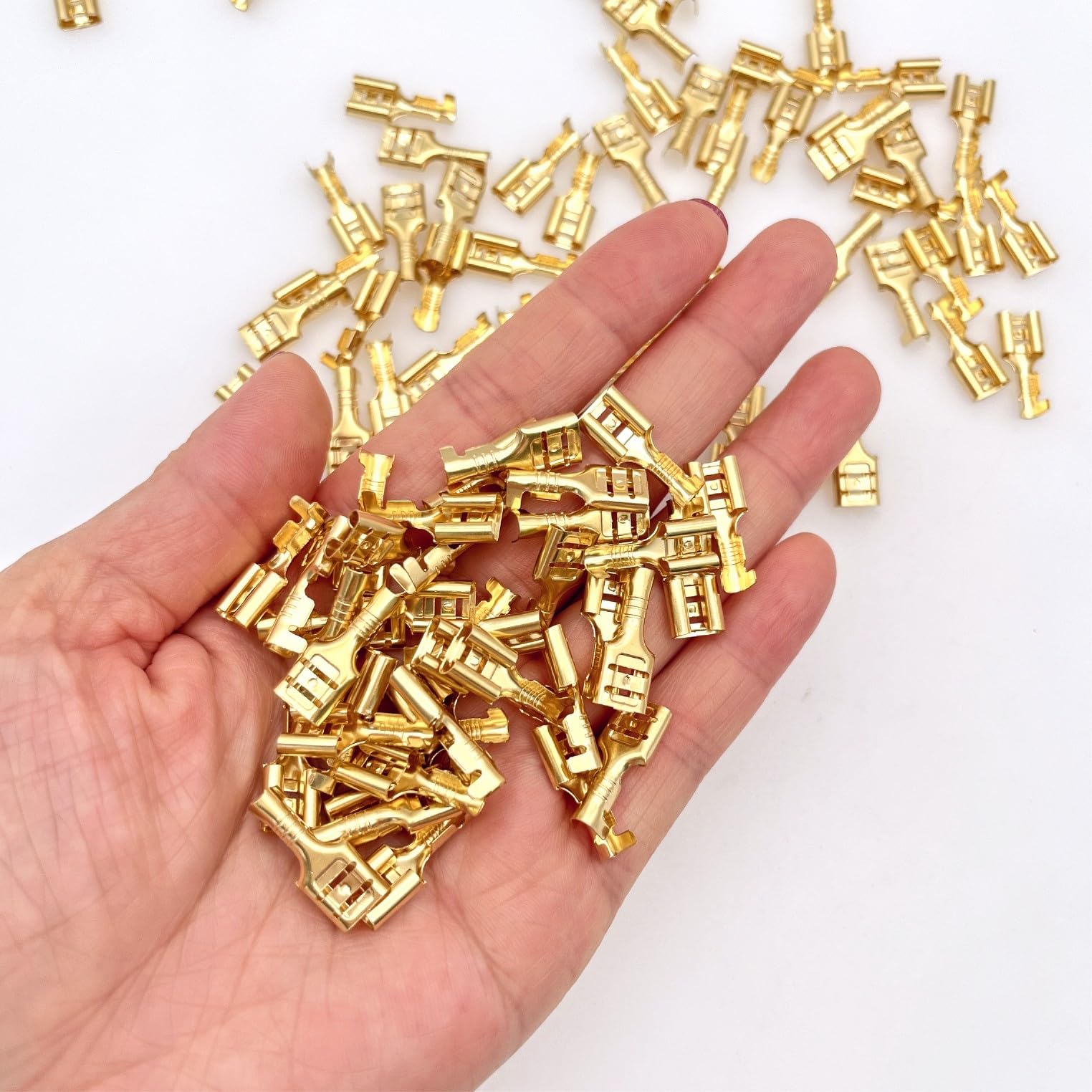 JZK 100 piezas 6,3 mm hembra terminales de engarzado de pala conectores de empalme rápido terminales de pala de engarzado de alambre
