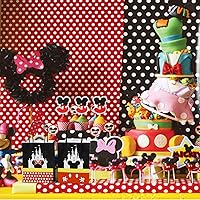 Vista 5 de MOAXMOA Bolsas de regalo de castillo, bolsas de papel con asa para cumpleaños, baby shower, temática de Mickey Minnie, suministros de decoración