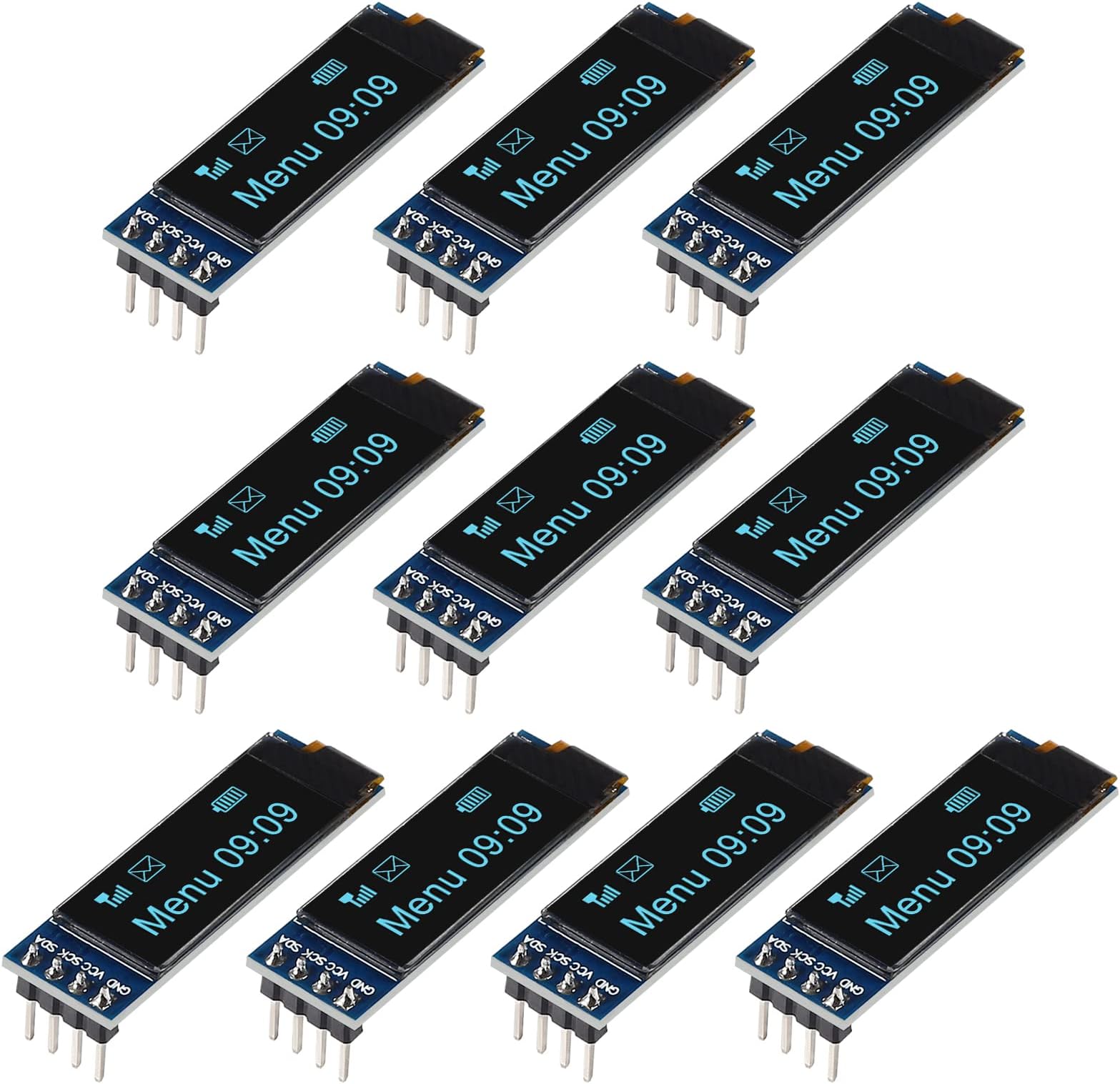 10 Pieces I2C Display Module 0.91 Inch I2C OLED Display Module I2C OLED Screen Driver DC 3.3V~5V 4PINS for Arduino ESP32 ESP8266 AVR PIC STM32 for Raspberry pi (Blue Color)