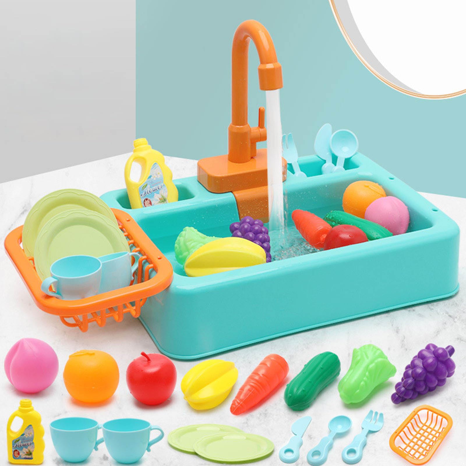 Dish Wash Toy Kitchen Playhouse Role-Playing Sink Dishwasher Playing with Running Water Toddler Sink Toy with Running Water — view 7