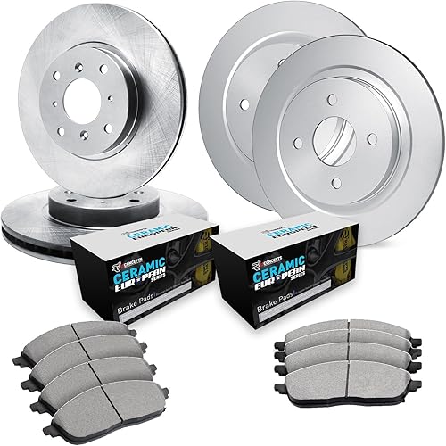 R1 Concepts Kit de frenos y rotores delanteros traseros | Pastillas de freno delanteras y traseras | Rotores y pastillas de freno | Pastillas de