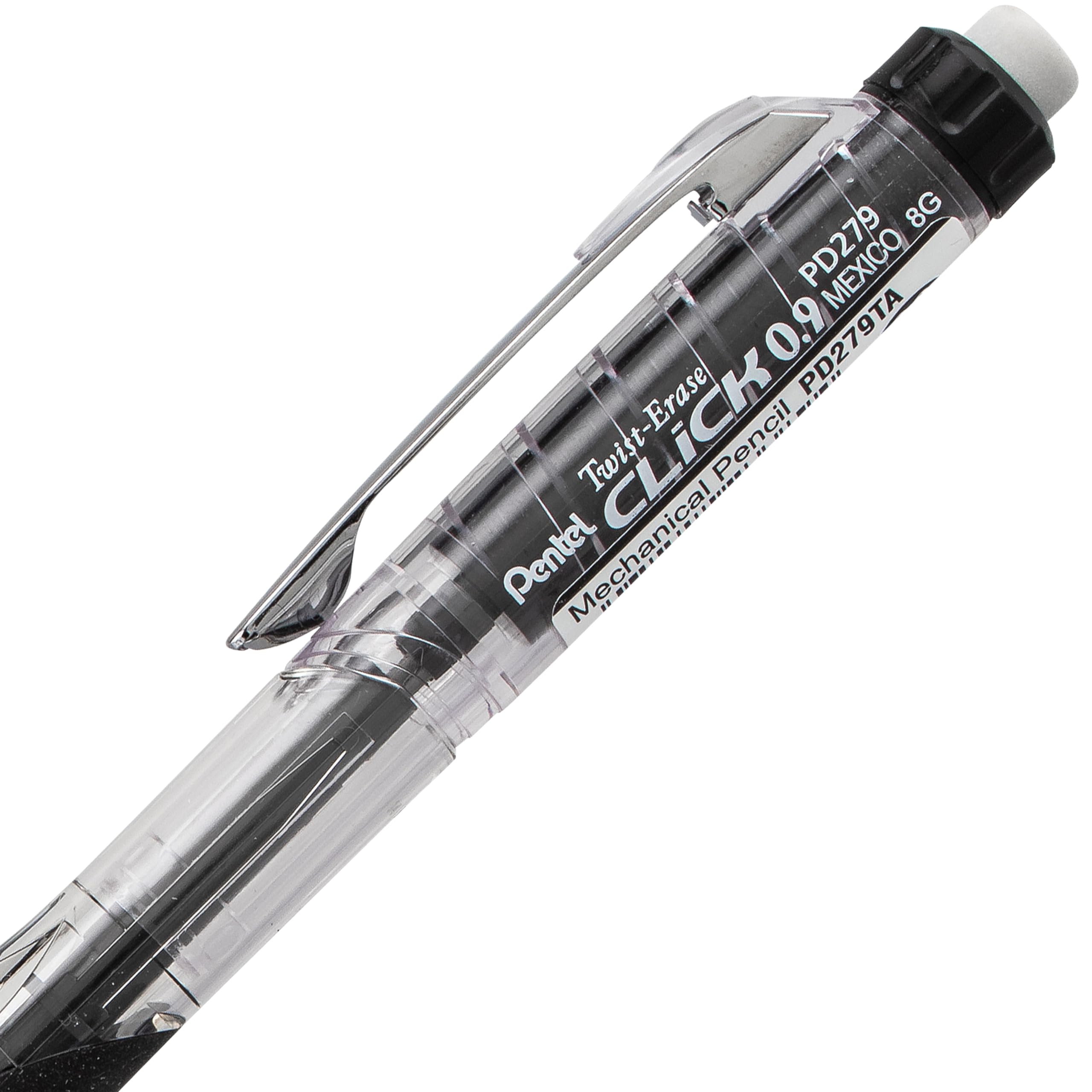 Pentel Lot de 6 crayons mécaniques Twist-Erase Click (0,9 mm) + 2 mines de rechange