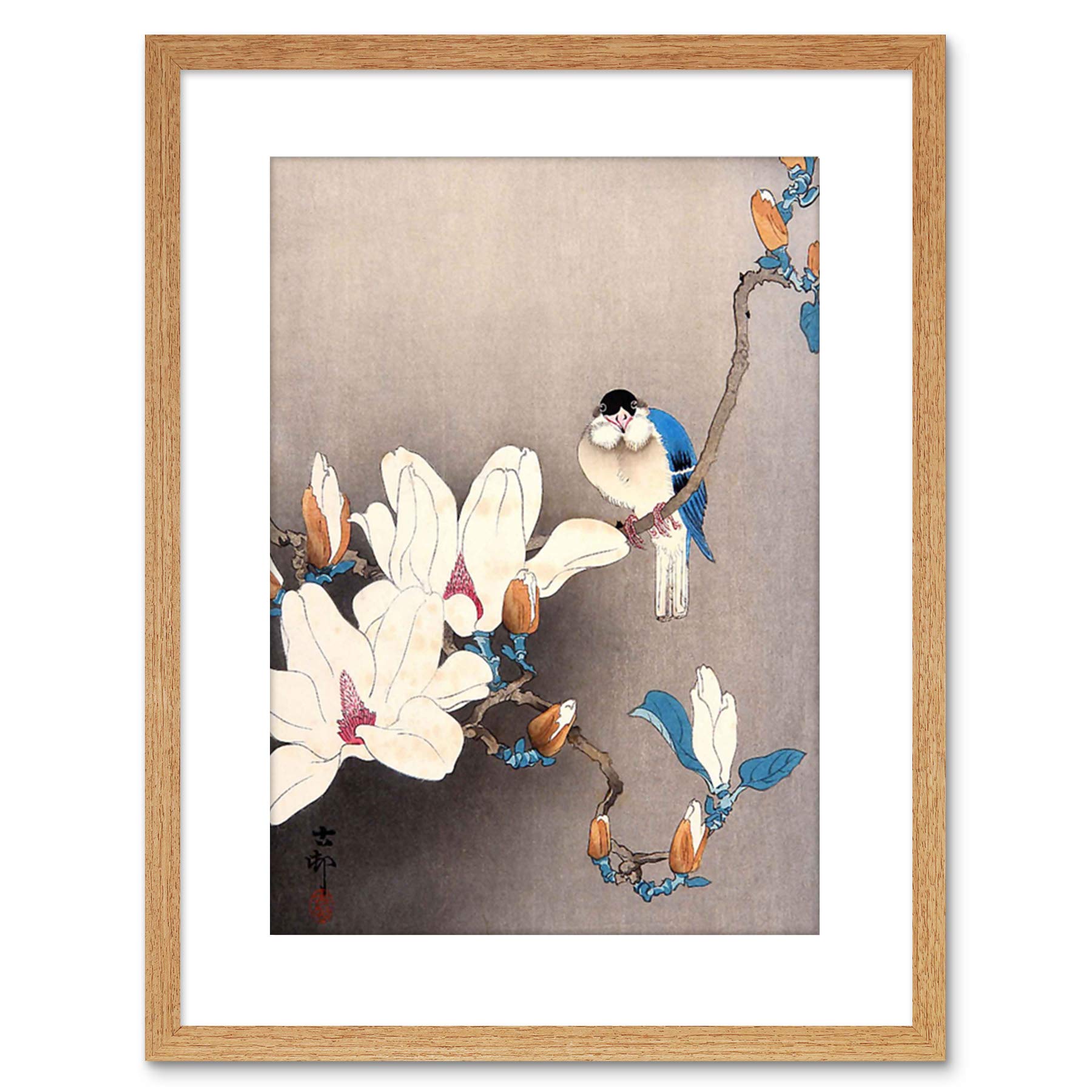 Wee Blue Coo Painting Japan Ohara Koson Bird Flower Framed Wall Art Print