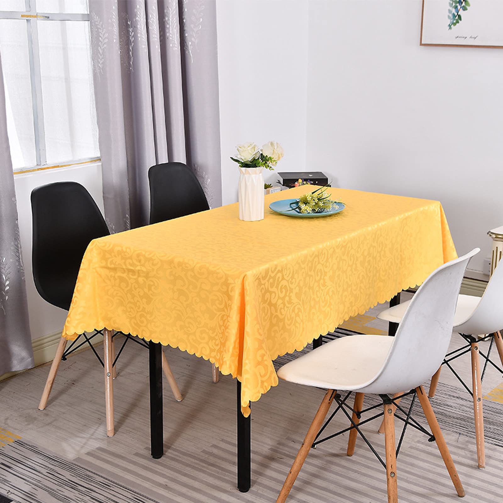 LIUJIU Rectangular Tablecloth Water Resistant Polyester Checkered Table Cloth Oblong Dining Table Cover for Home Restaurant Party Buffet Picnic,90x140cm