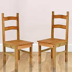 Duas Cadeiras de Madeira Maciça Marrom Antique - 99,5 Alt X 40,8 Larg X 47,4 Prof - Cadeira para Mesa de Jantar, Design Campo-Chic - Acabamento em Cera, Madeira Pinus Elliottis - PENSE DENTRO DA CAIXA