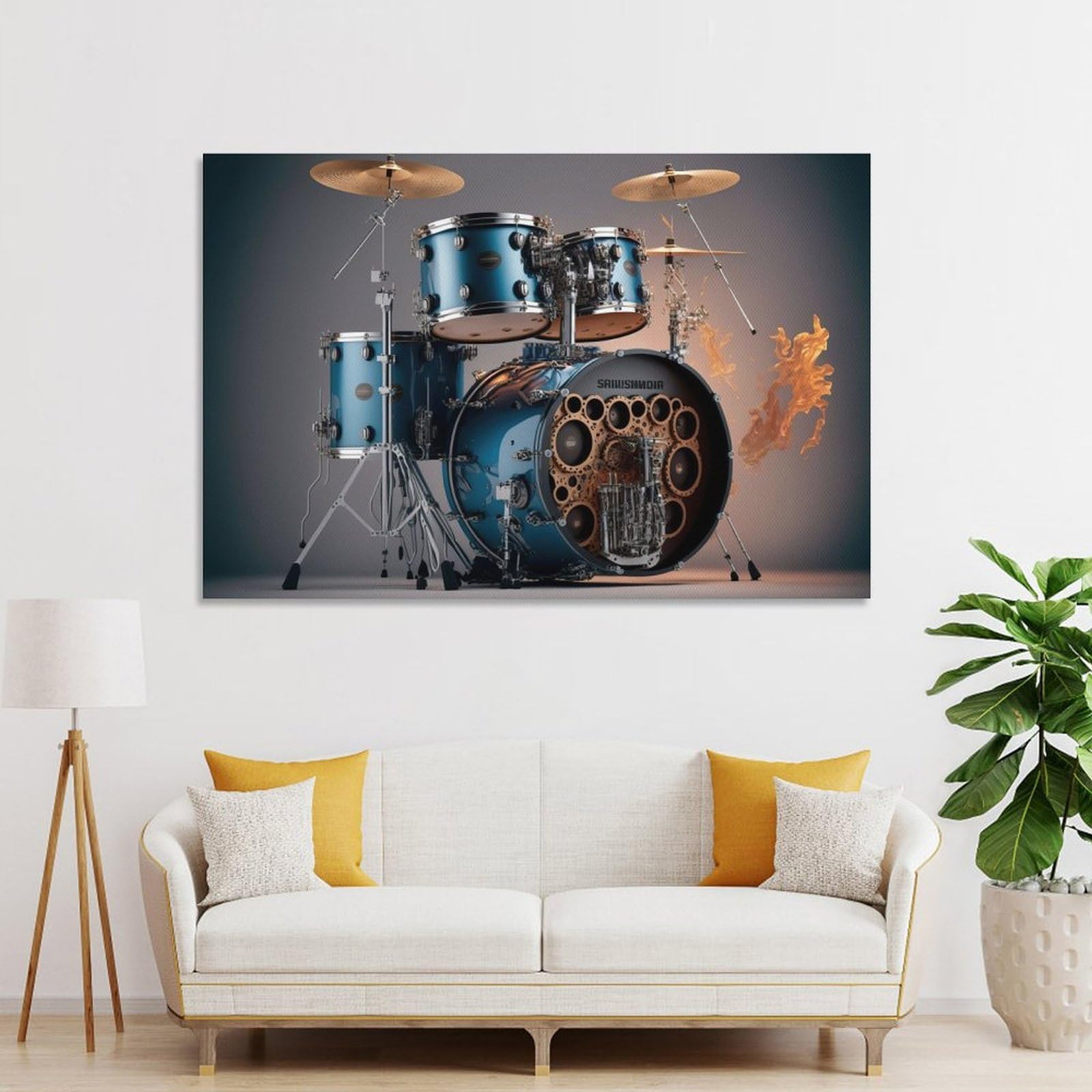 Junmoney Drum Room Decor Wall Art, 16x24inch(40x60cm), for Front Hall, Corridor Or Welcome Spaces, A Neat Decor Update for Hallways