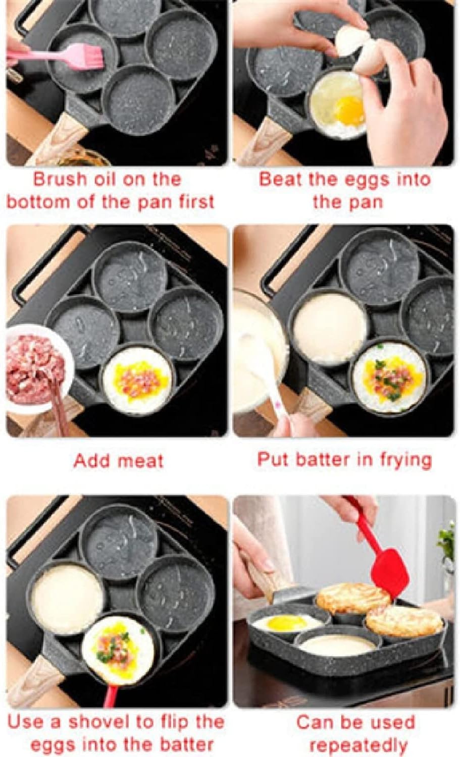 Omelet Pan,Pan Nonstick Egg Frying Pan,Pancake Griddle Pan,Frying Pot Pan Thickened Omelet Pan Non-Stick Pancake Steak Cooking Egg Ham Pans Breakfast Maker Cookware
