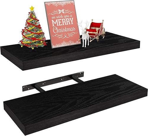 Vervida Estantes flotantes paquete de 3 de 15 unidades color negro para decoración y almacenamiento del hogar cocina sala de estar dormitorio baño