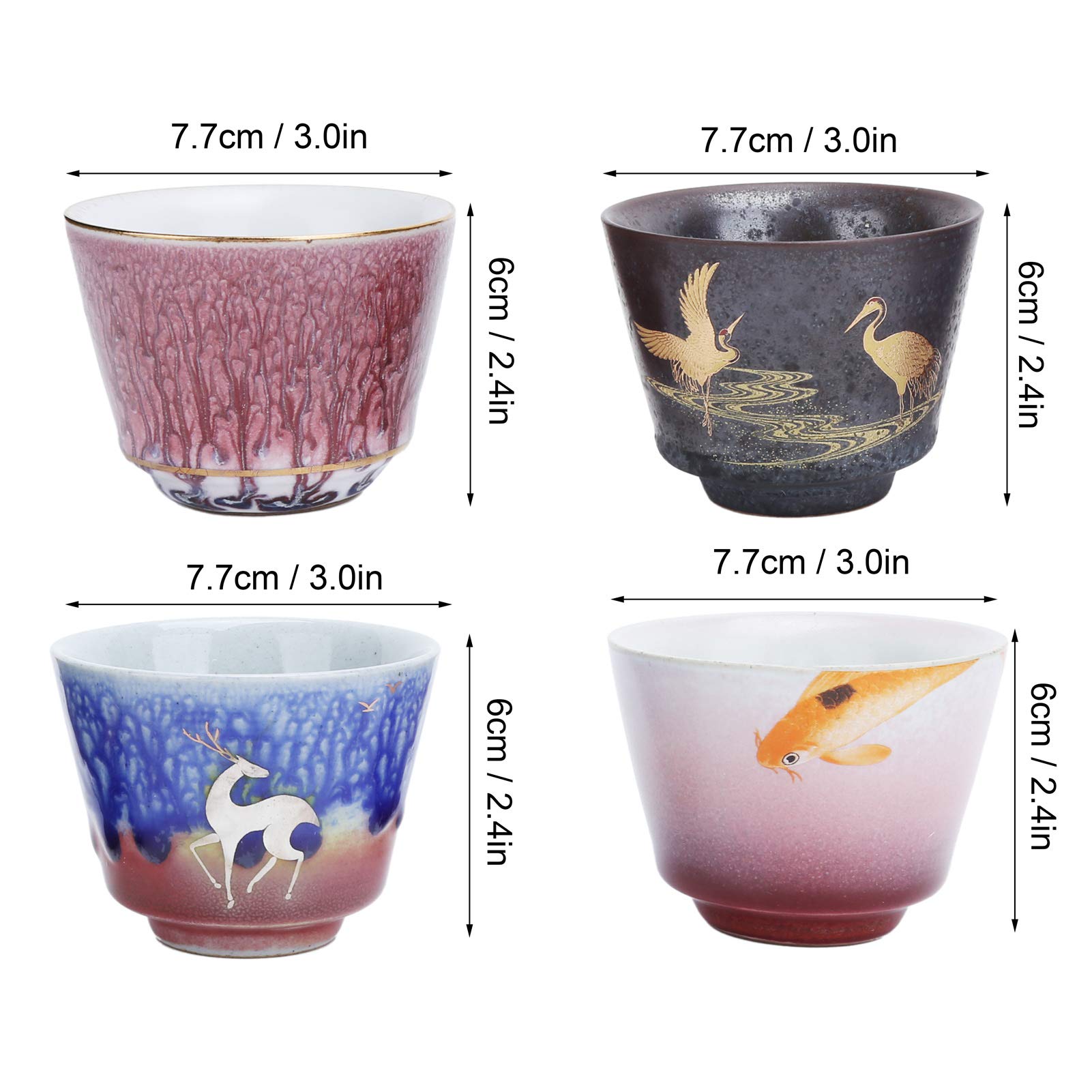 Keramik Espressotassen Mit Holzgriff – 4er-Set, 75ml, Schwarz/weiß, Für Kaffee & Tee
