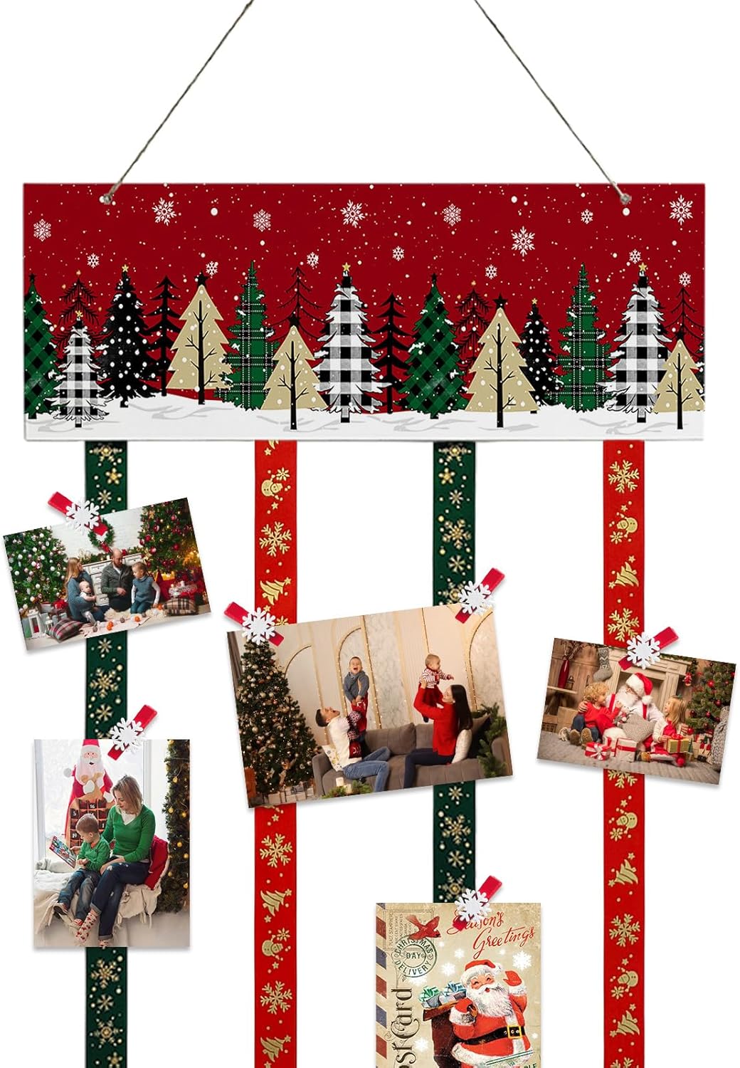 Edwiinsa Christmas Card Holder Wall Hanging Picture Holders Amazon Christmas Card Holder