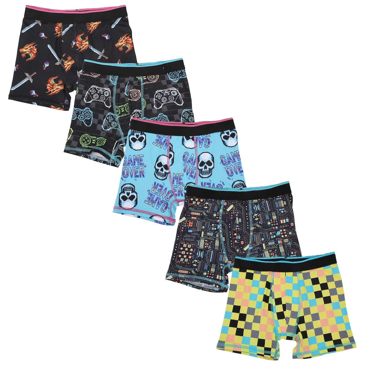 Bioworld Games Swords Maze Adventures Boys 5-Pack Boxer Briefs