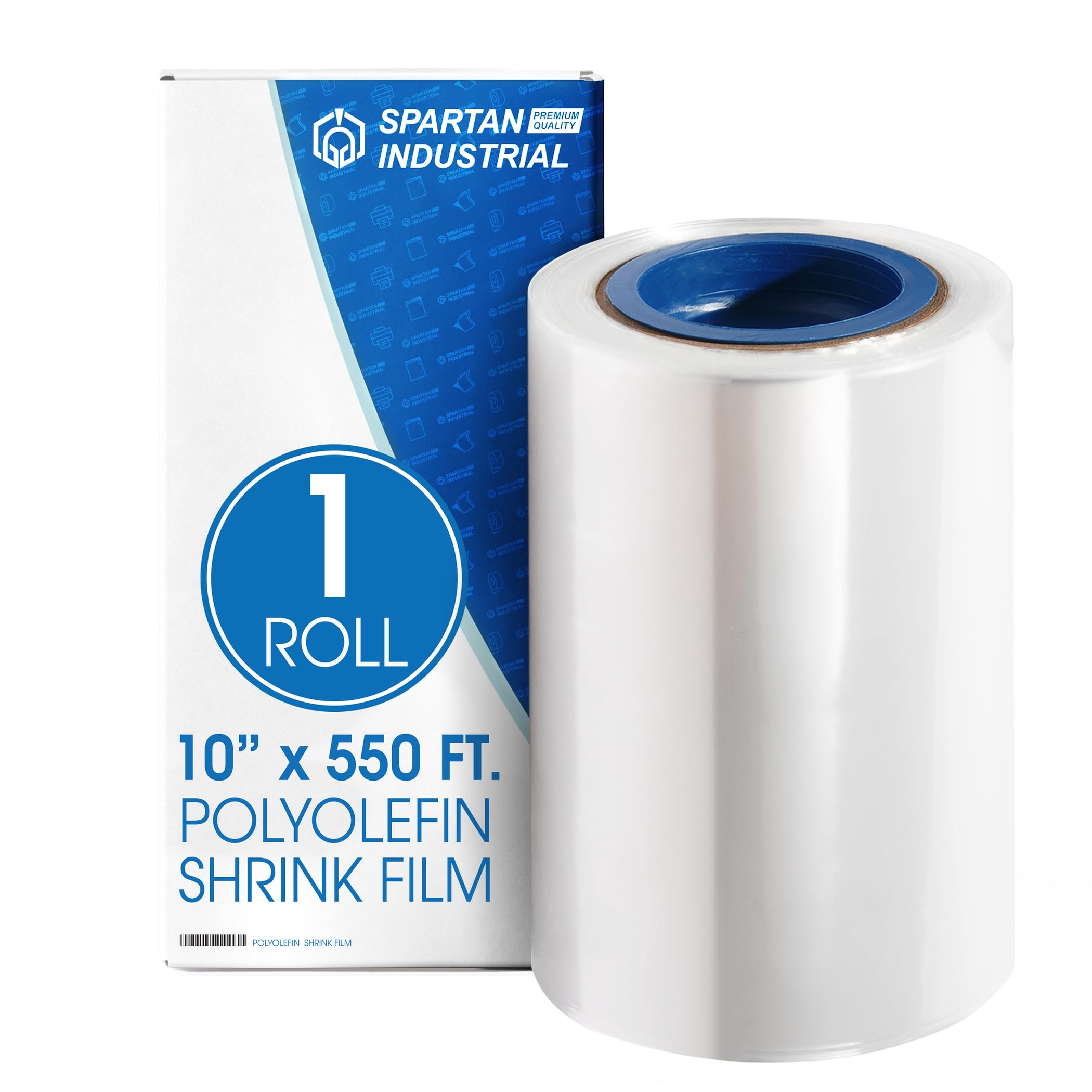 Spartan Industrial - 10" X 550' Polyolefin Centerfold Heat Shrink Wrap Roll - 80 Gauge Shrinkable Film for Packaging Books, Toys, Sporting Goods,