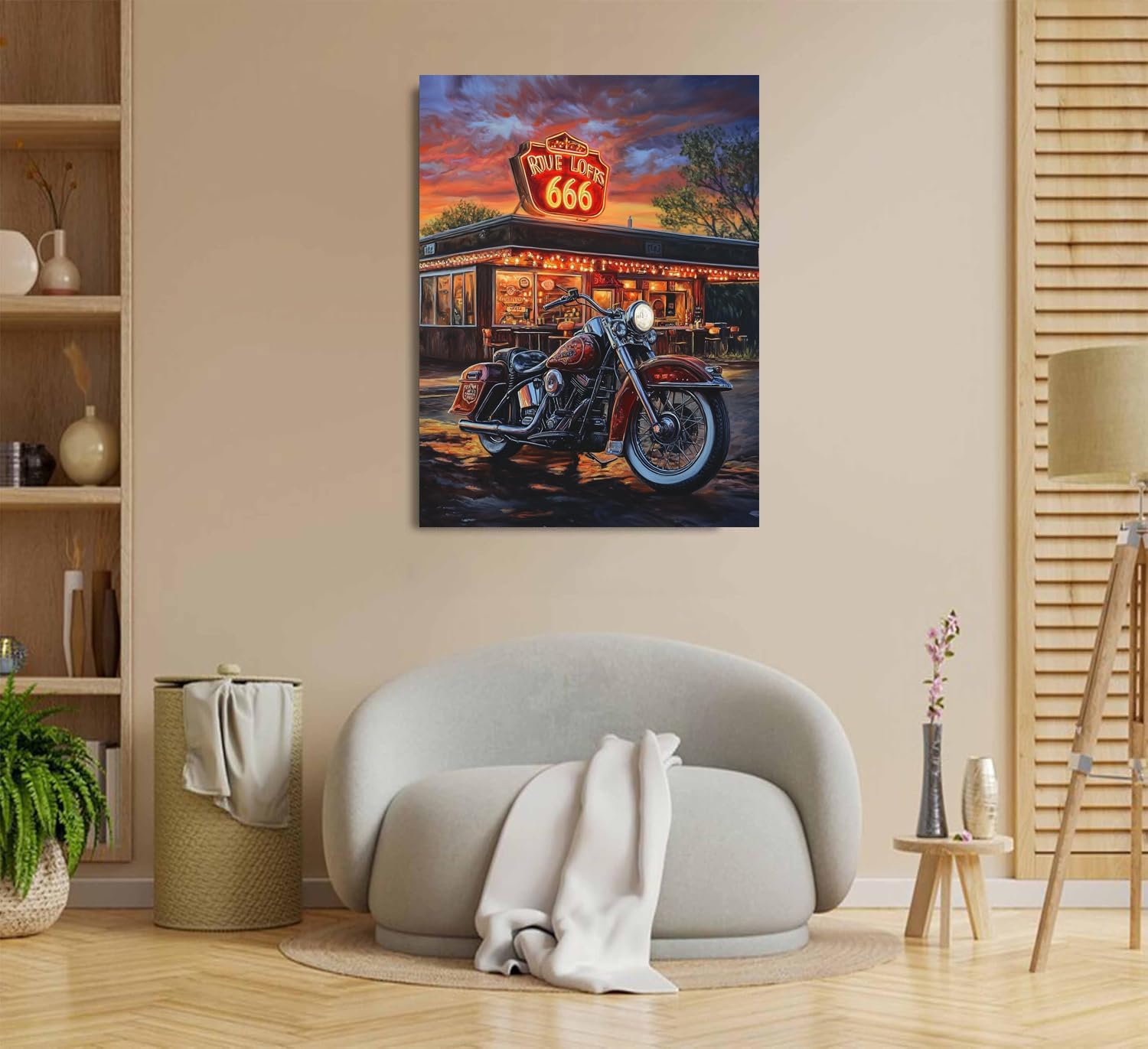 Motorcycle Paint by Numbers Kit for Adults, 16"x20" Canvas Painting Kit for Beginners, Modern Aesthetic DIY Paint by Number on Canvas for Home Wall Decor A693 image 2