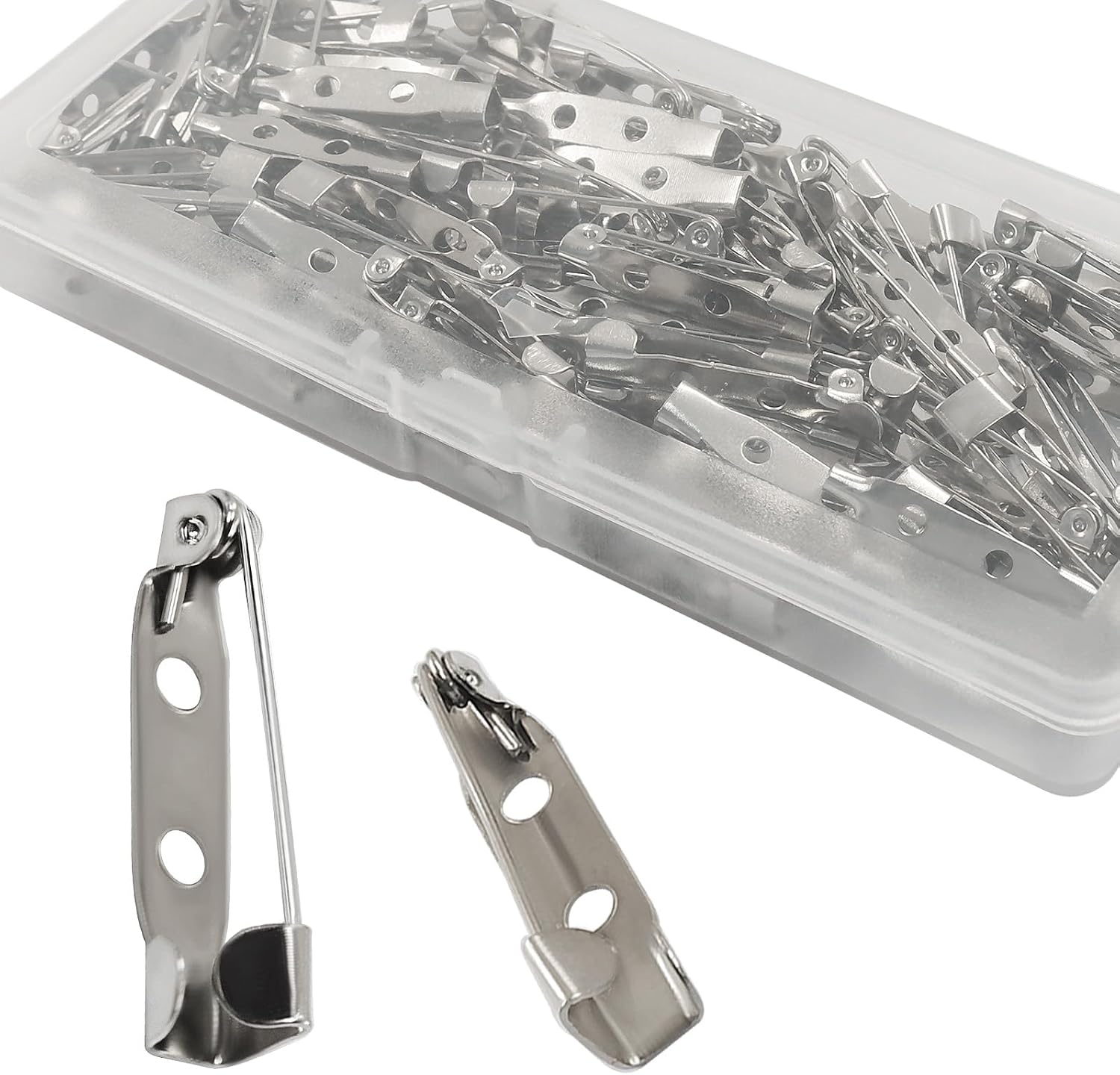 Biaungdo 100 Pcs Brooch Pin Back, 25mm/1inch, Silver Locking Pin Backs