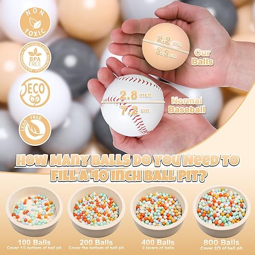 Miniatura 168 de GOGOSO Pelotas para niños pequeños, paquete de 50, 100, 200 bolas de plástico, sin ftalatos, sin BPA, no tóxicas, de 2.2 pulgadas, a prueba
