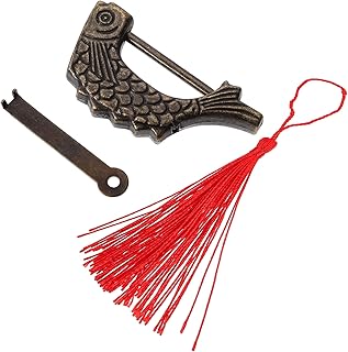 LIFKOME Fish Lock Vintage Jewelry Box Mini Jewelry Case Keyed Padlocks Decorative Padlocks Vintage Drawer Lock Old Chinese Padlock Drawer Locks Home Padlock Lock with Key China Cupboard