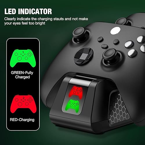 Miniatura 4 de Estación de carga para Xbox One Controller Paquetes de baterías recargables para Xbox, 2x4320mWh(2x1800mAh) Baterías recargables para Xbox Series XS