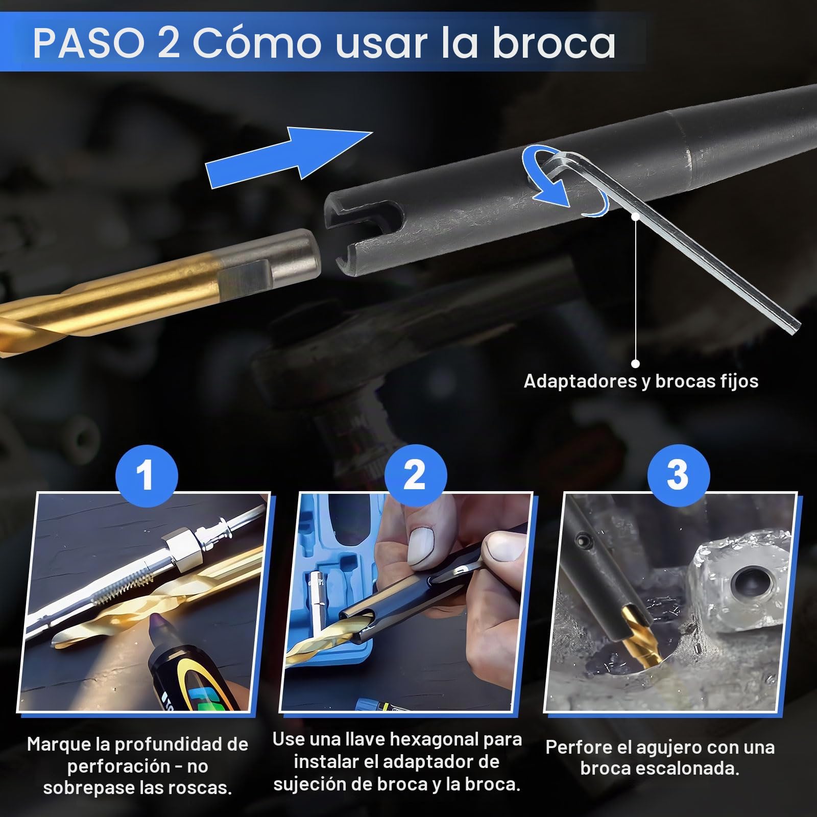 EXLECO Juego de Herramientas de Extracción de Bujías Incandescentes - 16 Piezas, Kit de Herramientas para M8 y M10 Bujías Incandescentes Dañadas, Herramientas de Reparación de Bujías Incandescentes