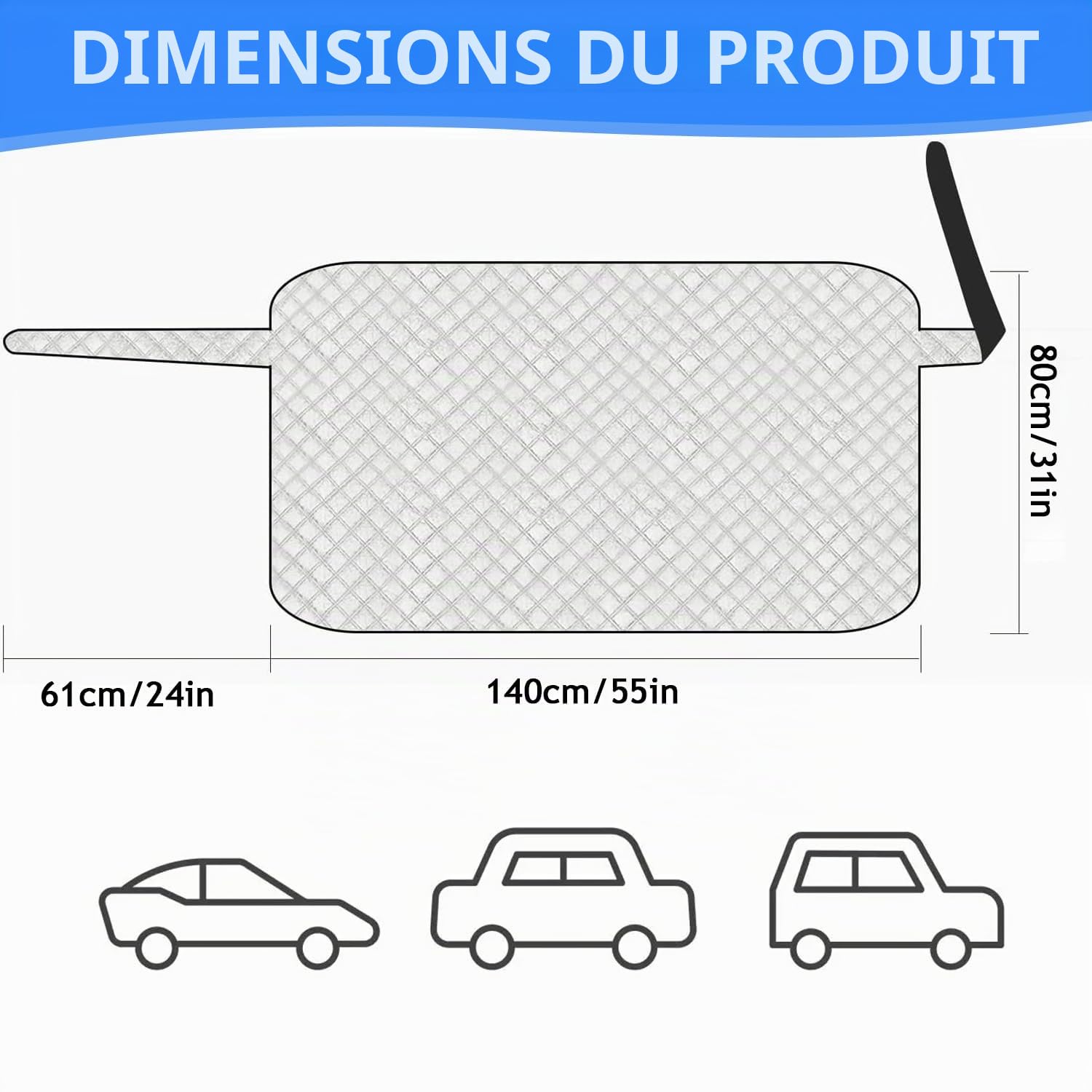 Couverture Pare-Brise Voiture Magnétique Repliable - Protection Hiver Anti-Givre et Pluie - Bâche Arrière 140x80cm