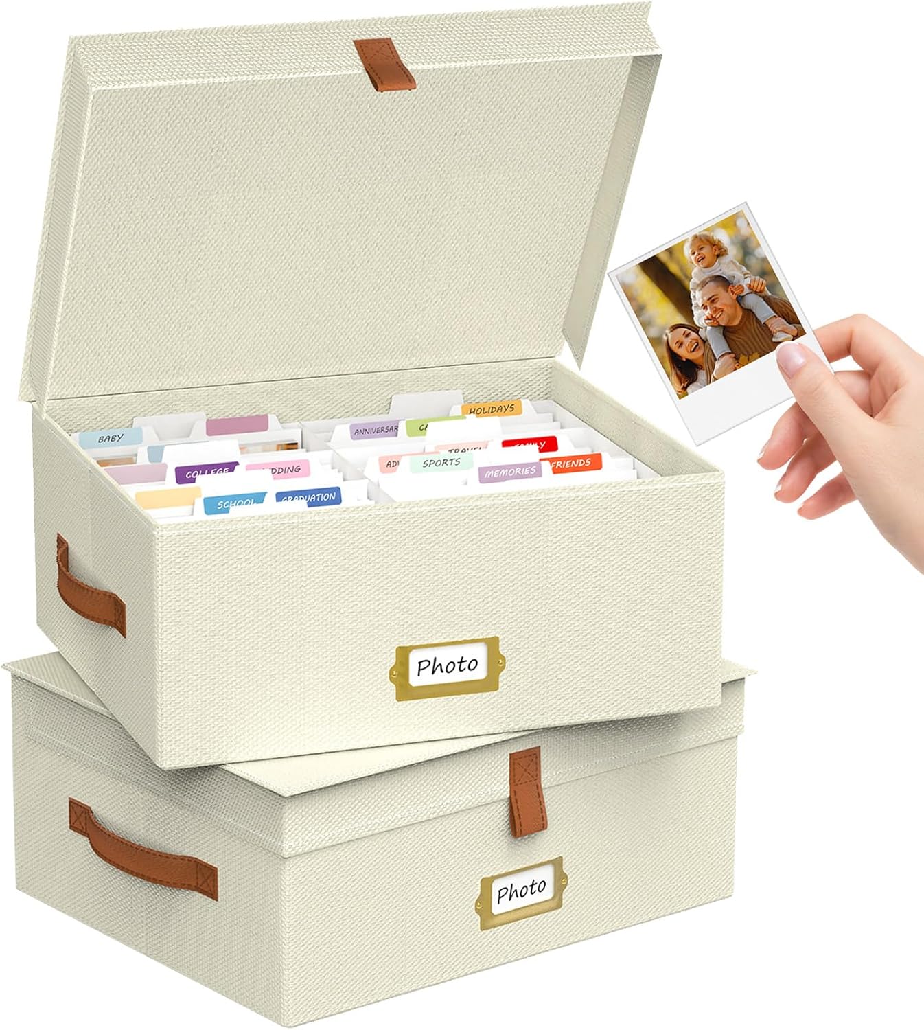Decorative Photo Storage Box, Photo Storage Box, Memory Box, The Latest Model of the Multi-functional Storage Box in 2026 Can Hold 1800 Photos of 4x6 Size, As Well as Stamps or Cards.