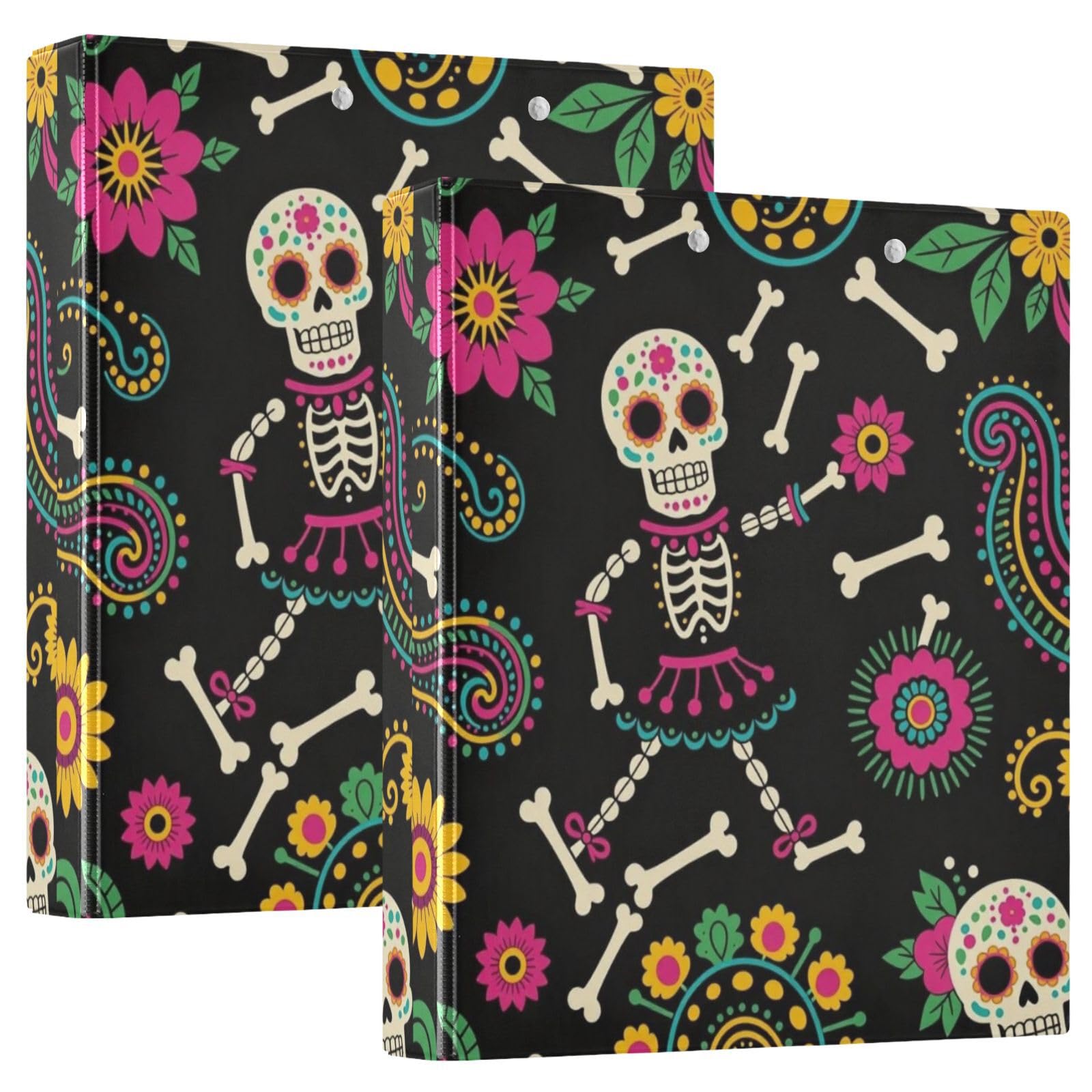 Raccoglitore ad anelli con copertina rigida Dia De Los Muertos Sugar Skull