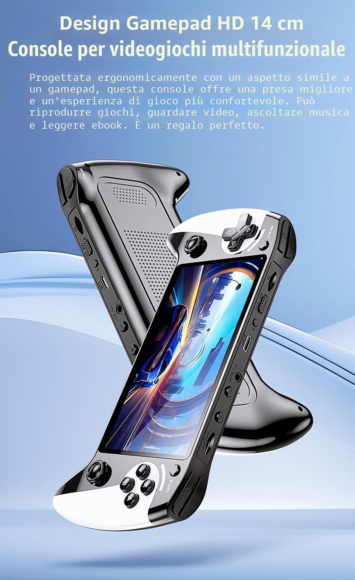 JXD 5,5 Pollici Console Portatile per Videogiochi Aspetto del Controller Multi Emulatore 6200 Giochi retrò Dispositivo di gioco MP3 MP4 Ideale per Interni/Esterni/Viaggi/Festival Regalo