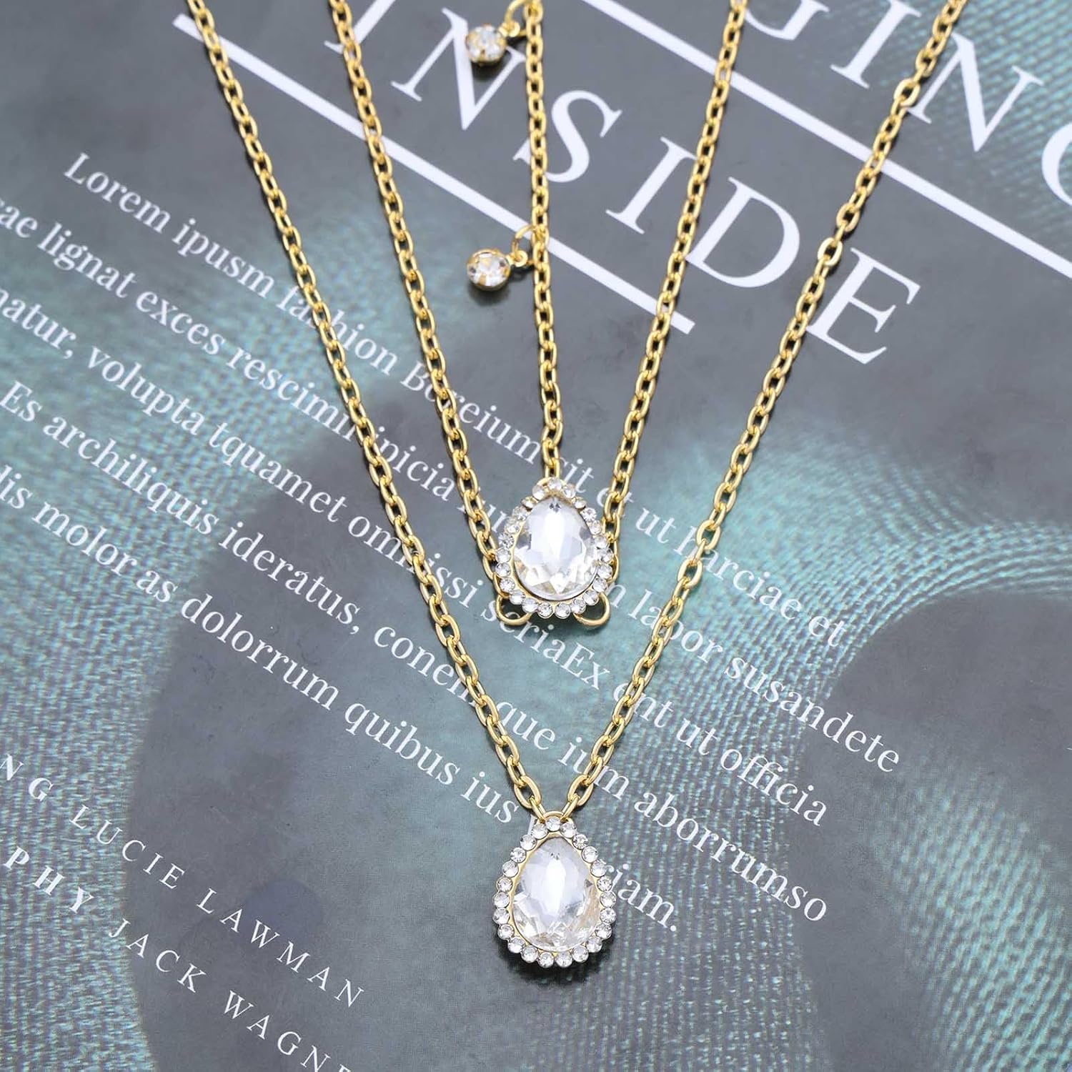 Crystal Teardrop Body Chain Necklace Rhinestone Back-drop Necklace Sexy Beach Back Chain Gold Rhinestone Tassel Body Harness Chain Bridal Wedding Backless Dress Jewelry for Women - Image 4